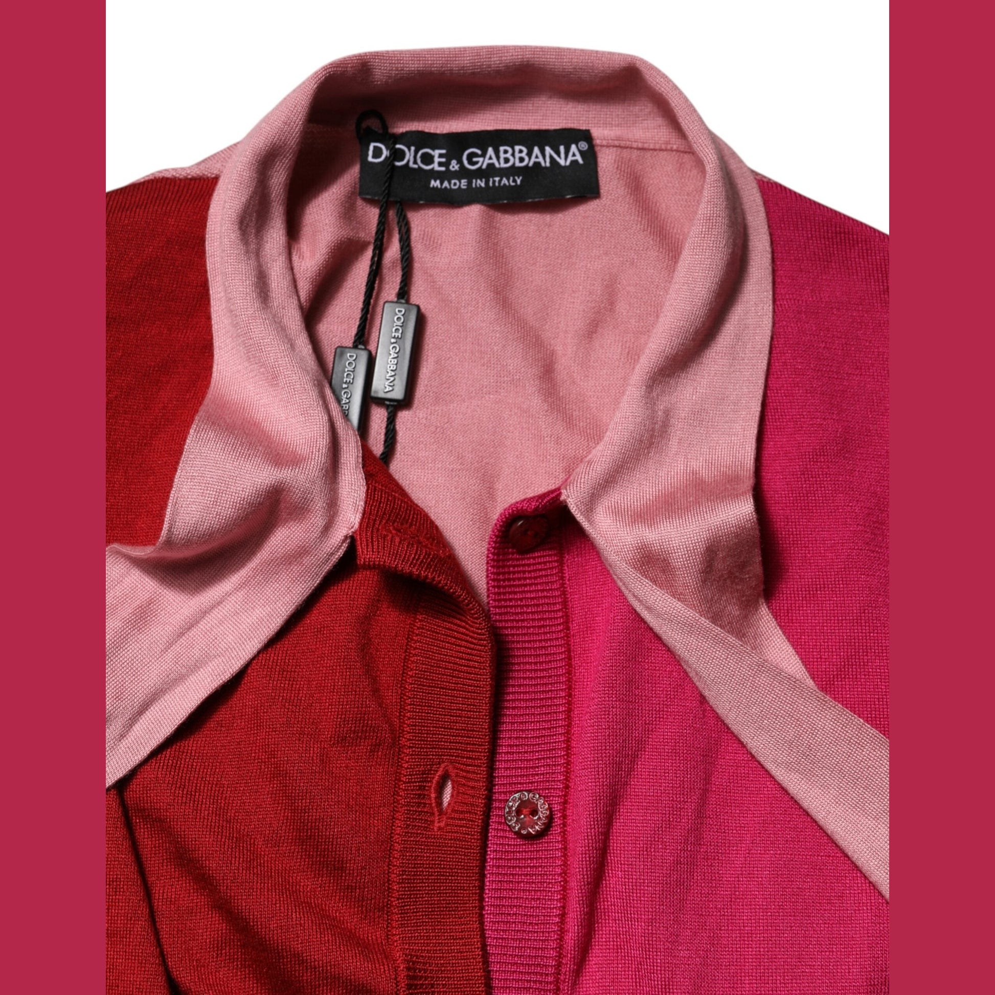 Dolce & Gabbana Pink Short Sleeves Buttoned Ascot Collar Top