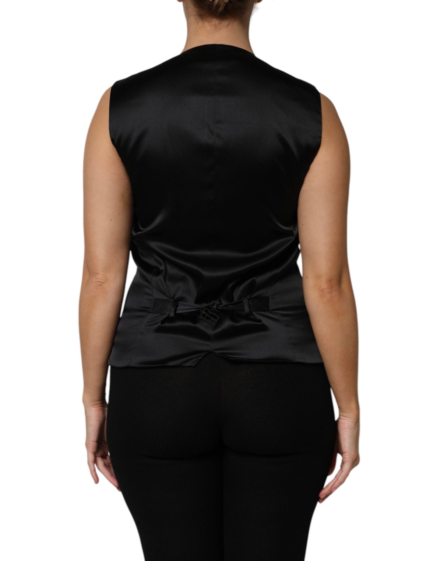 Dolce & Gabbana Silver Floral Jacquard Sleeveless Vest Top Dolce & Gabbana