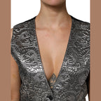 Dolce & Gabbana Silver Floral Jacquard Sleeveless Vest Top