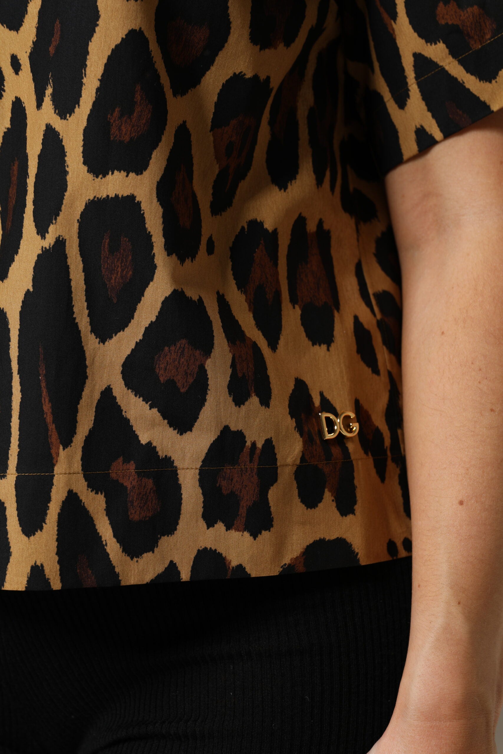 Dolce & Gabbana Brown Leopard Short Sleeve Collared Polo Top Dolce & Gabbana