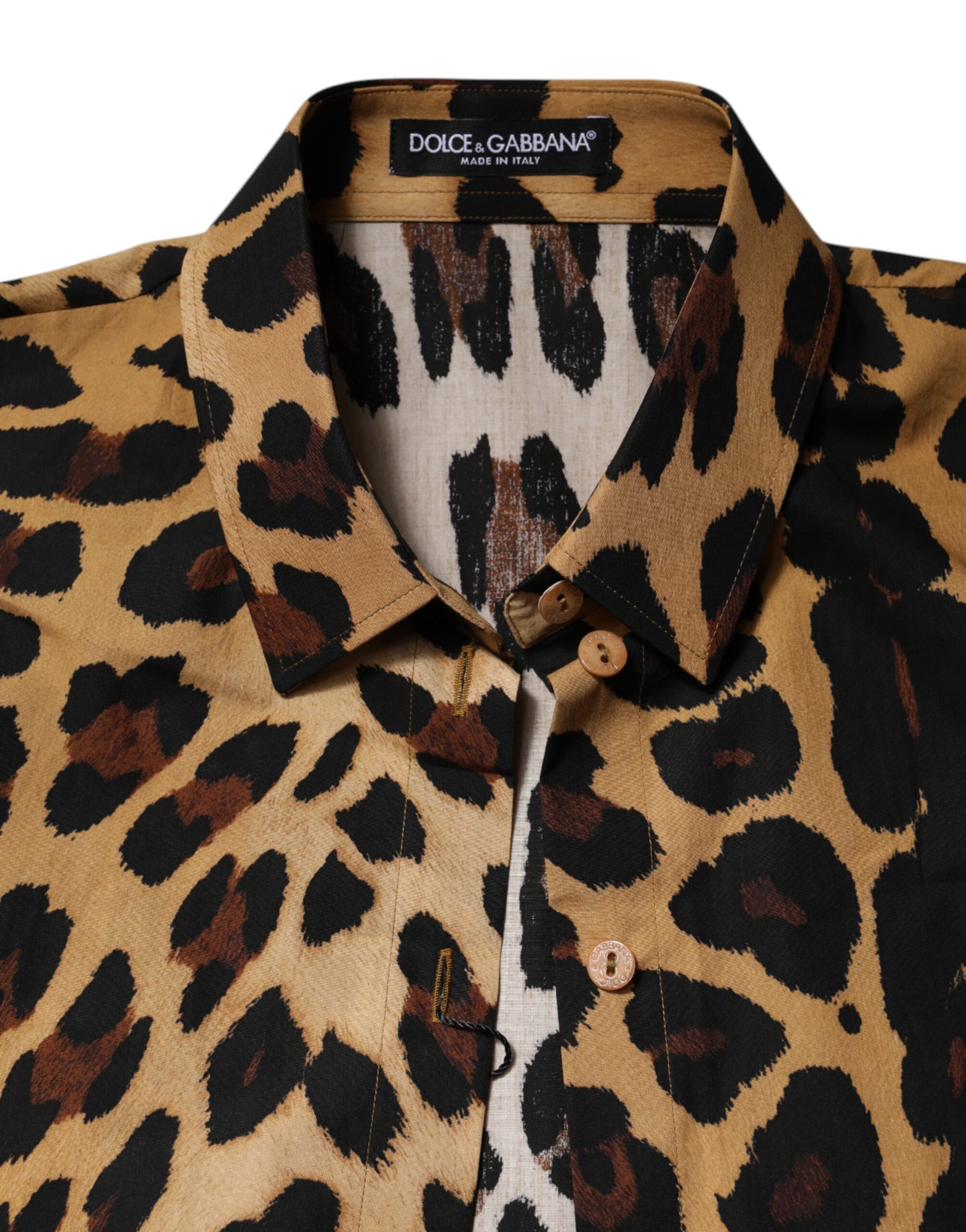 Dolce & Gabbana Brown Leopard Short Sleeve Collared Polo Top Dolce & Gabbana