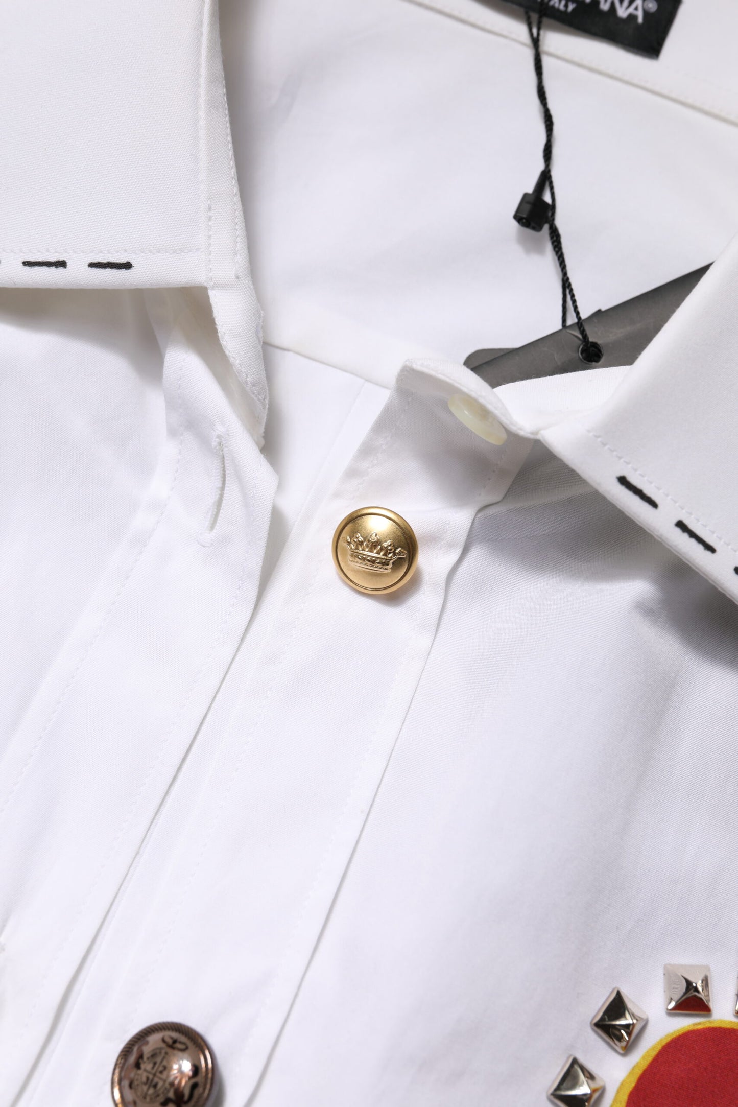 Dolce & Gabbana White Cotton Floral Embellished Shirt Top Dolce & Gabbana