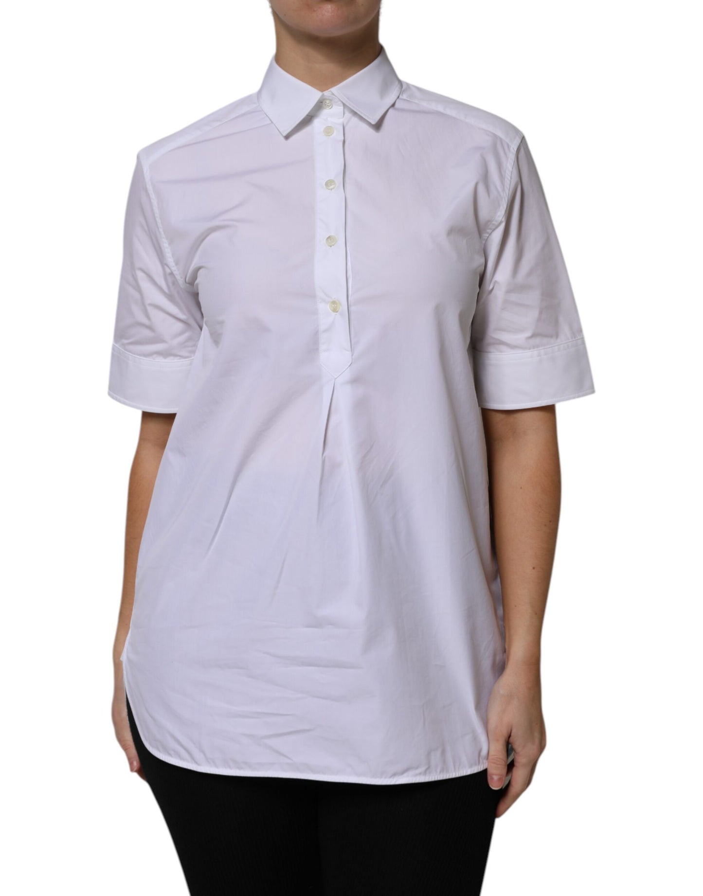 Dolce & Gabbana White Cotton Short Sleeves Collared Polo Top Dolce & Gabbana