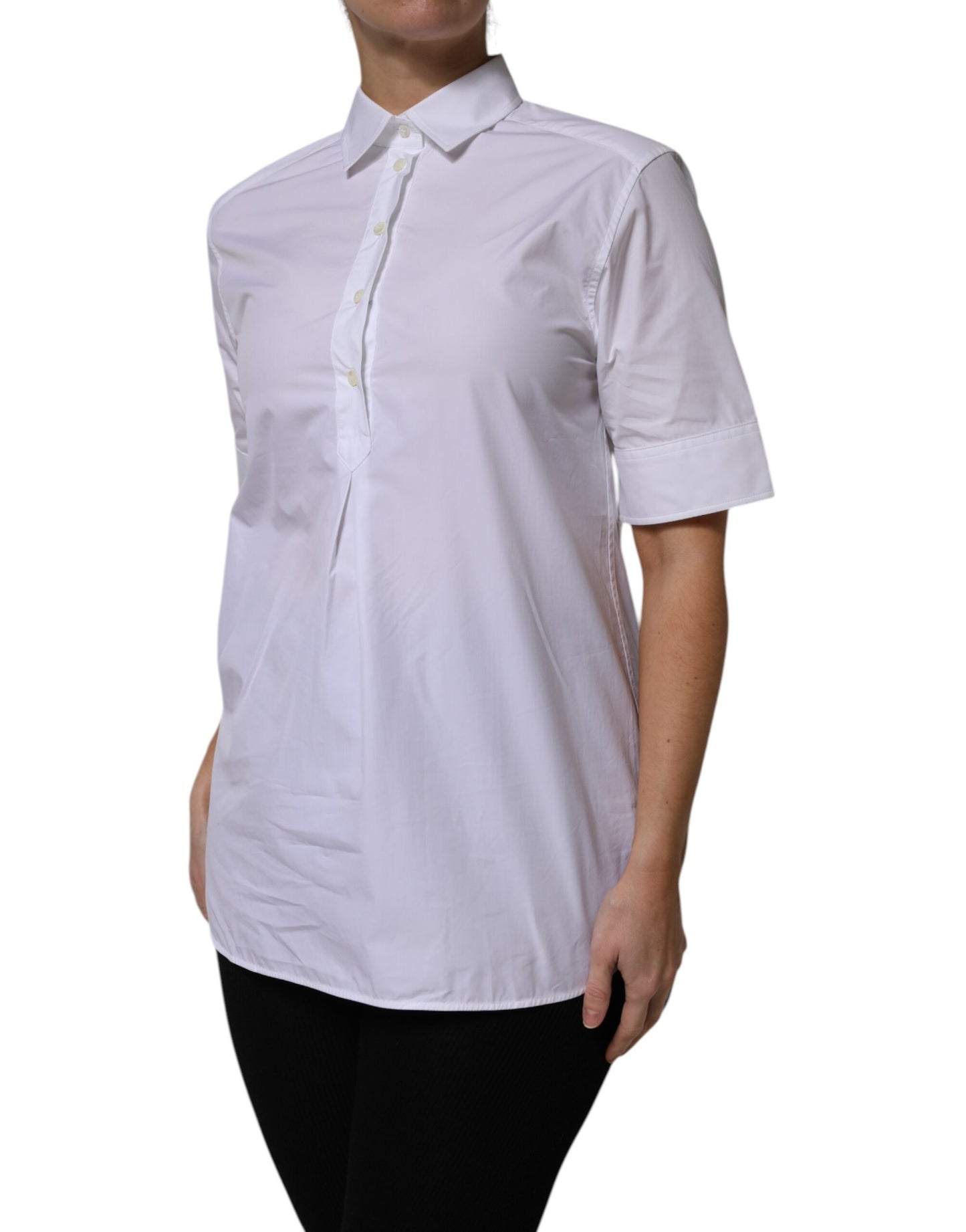 Dolce & Gabbana White Cotton Short Sleeves Collared Polo Top Dolce & Gabbana