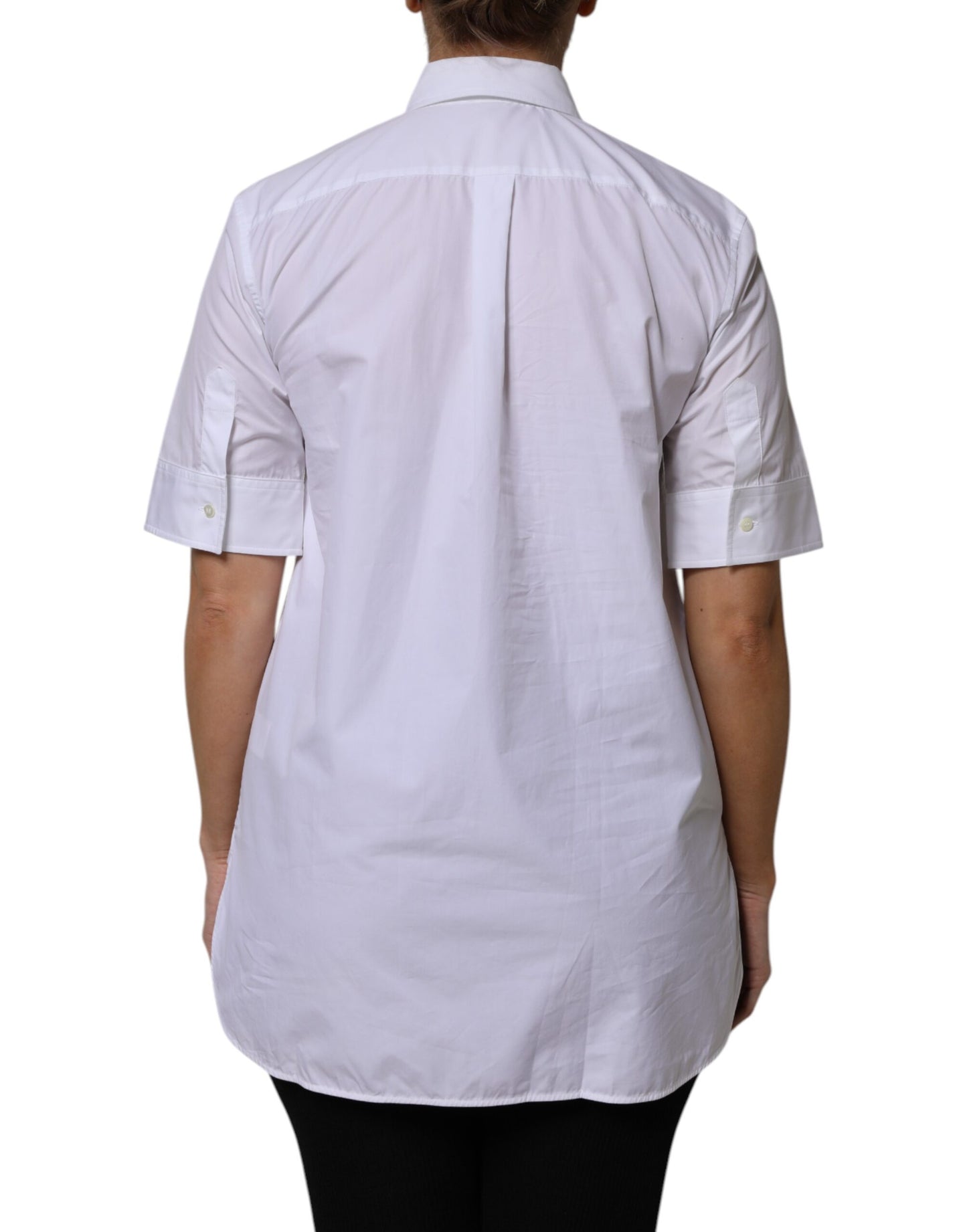 Dolce & Gabbana White Cotton Short Sleeves Collared Polo Top Dolce & Gabbana