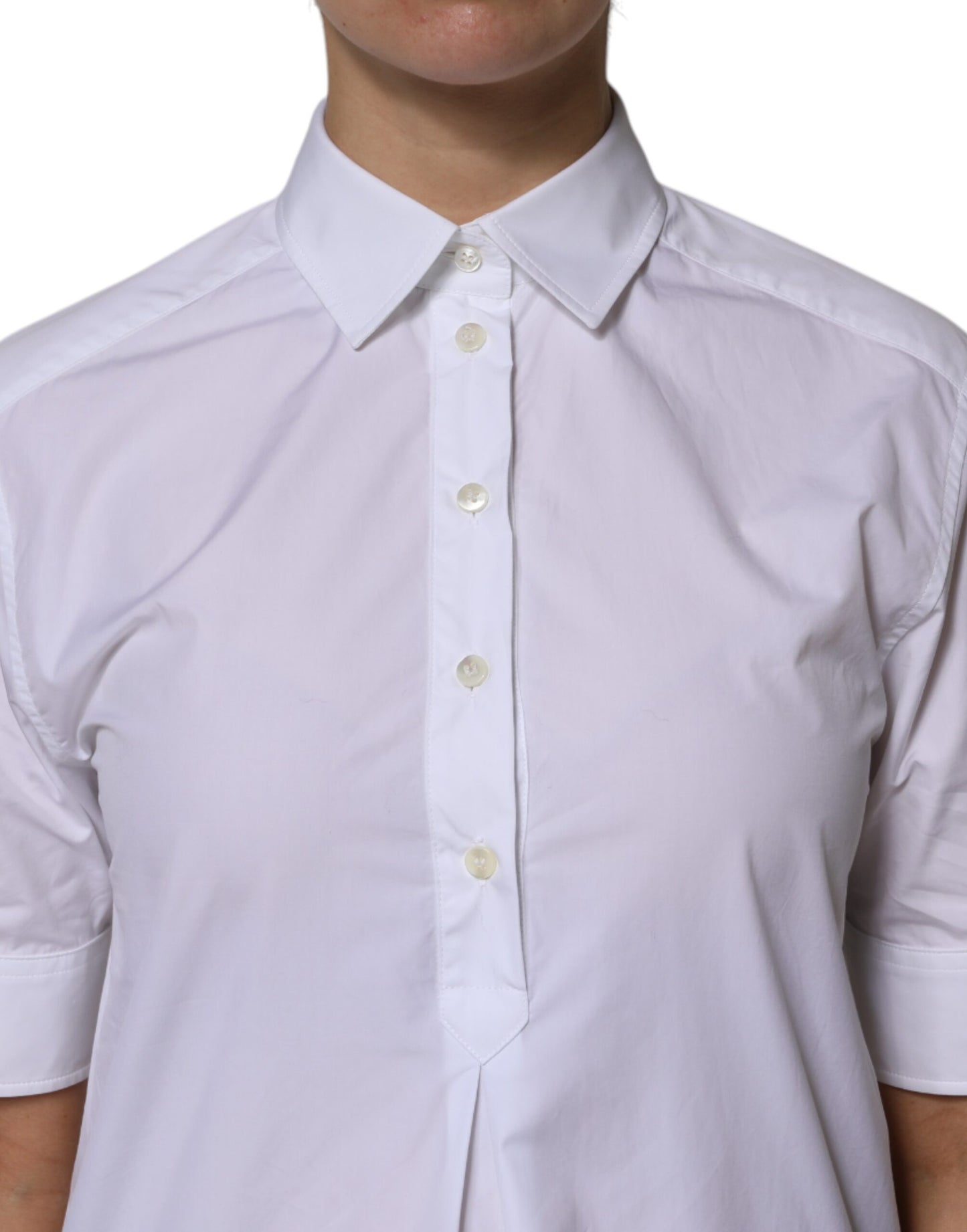 Dolce & Gabbana White Cotton Short Sleeves Collared Polo Top Dolce & Gabbana