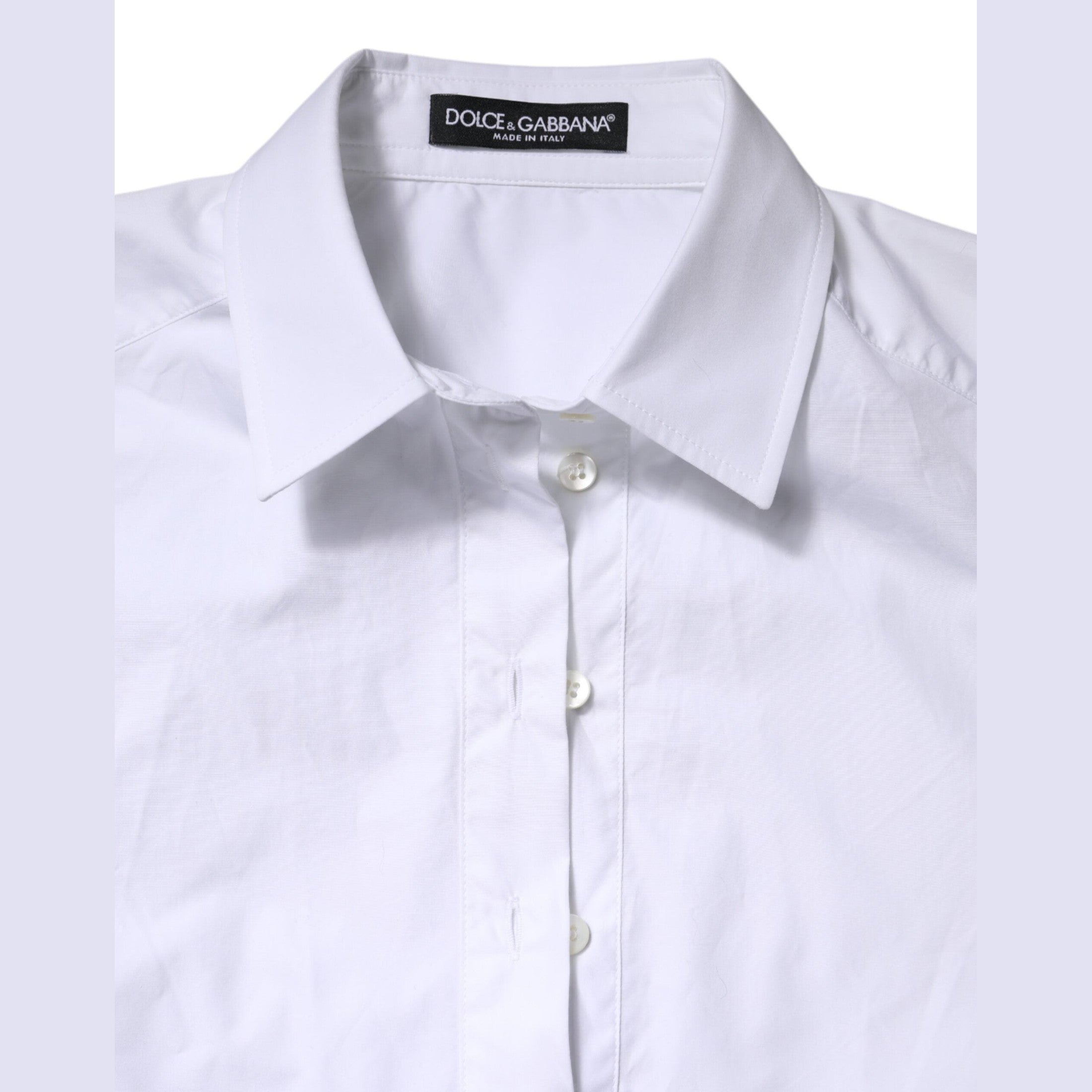 Dolce & Gabbana White Cotton Short Sleeves Collared Polo Top