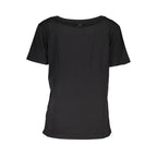 Black cotton women's T-shirt by Patrizia Pepe featuring a classic crew neck and simple, stylish design.