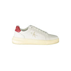 Calvin Klein Bianco leather men's sneaker with white laces and minimalist design on a clean background.