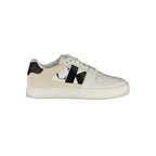 Calvin Klein Bianco men's polyurethane sneakers with white laces and sporty design, front view showing stylish casual footwear