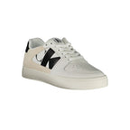Calvin Klein Bianco men's polyurethane sneaker with white design and sporty laces, casual footwear for everyday wear.