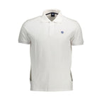 Men's North Sails Bianco Cotton Polo shirt with classic collar and short sleeves, shown in white fabric.