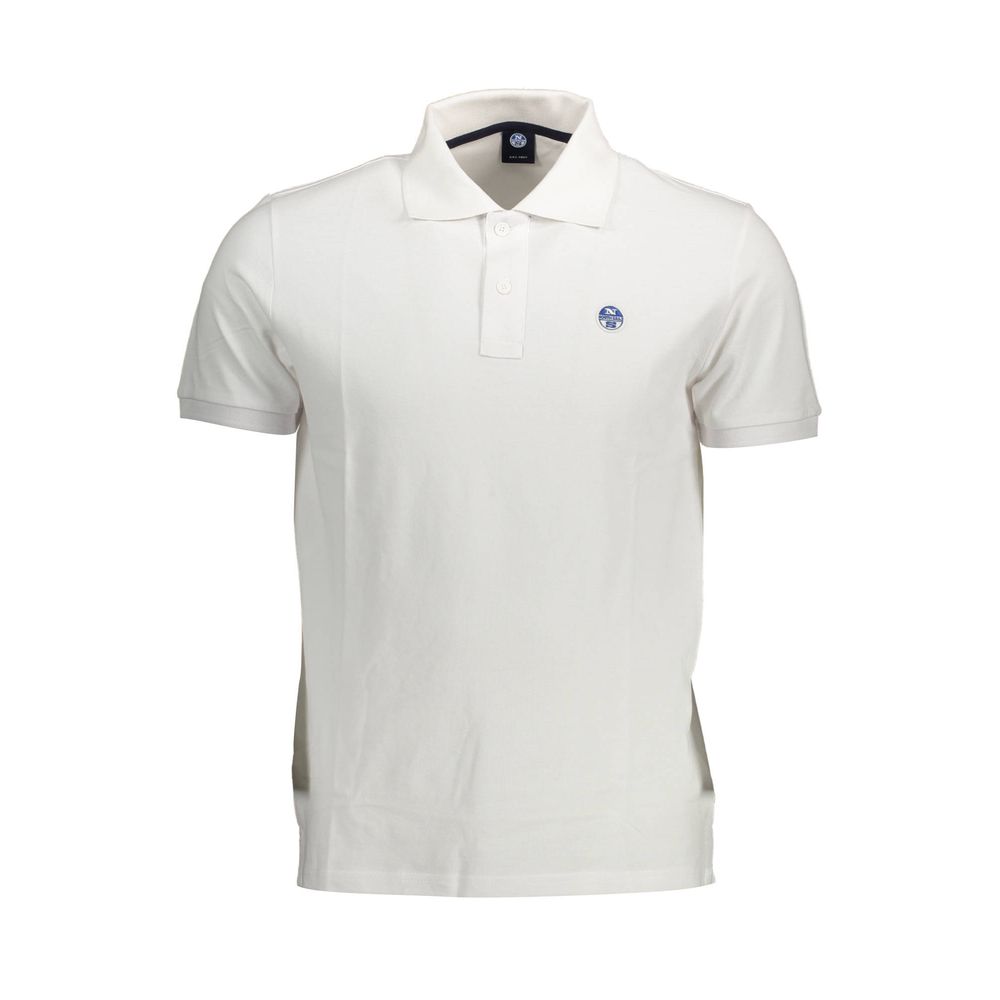 Men's North Sails Bianco Cotton Polo shirt with classic collar and short sleeves, shown in white fabric.
