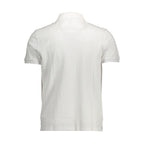 North Sails Bianco Cotton Men’s Polo shirt displayed on a hanger, featuring a classic white cotton polo with a collar and short sleeves.