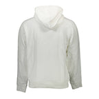 Calvin Klein white cotton men's sweater with crew neck and long sleeves, casual fit, soft and comfortable fabric.