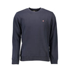 Blue cotton men's sweatshirt by Napapijri featuring a classic crewneck and relaxed fit.
