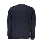 Napapijri blue cotton men's sweatshirt with long sleeves and crew neck, casual fit, displayed on a plain background.