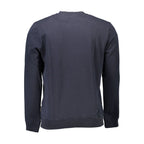 Napapijri blue cotton men's sweatshirt with crew neck and long sleeves, casual fit, front logo detail.