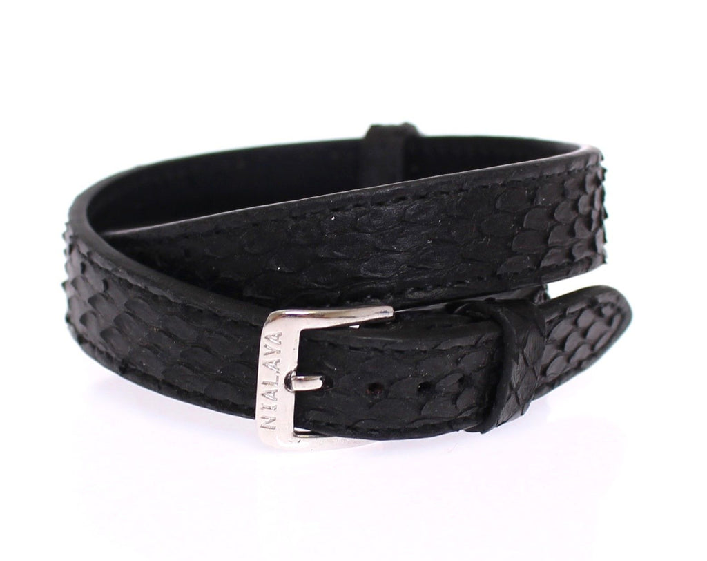 Nialaya Snakeskin CZ LOVE 925 Silver Bracelet
