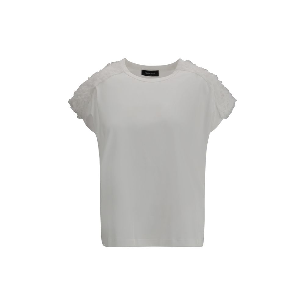 Fabiana Filippi T-Shirt with tulle appliqués Fabiana Filippi
