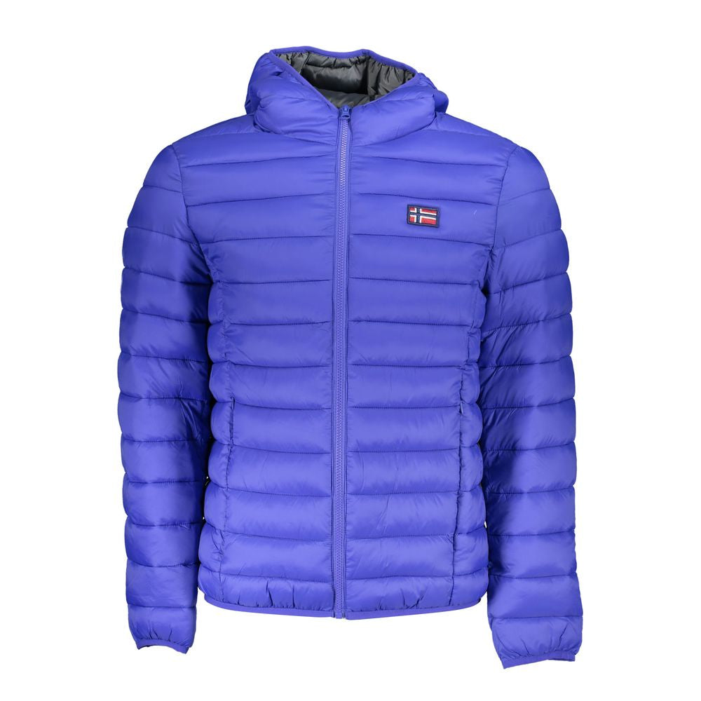Norway 1963 men's blue Poliammide jacket with front zipper and collar, stylish outerwear for casual wear.
