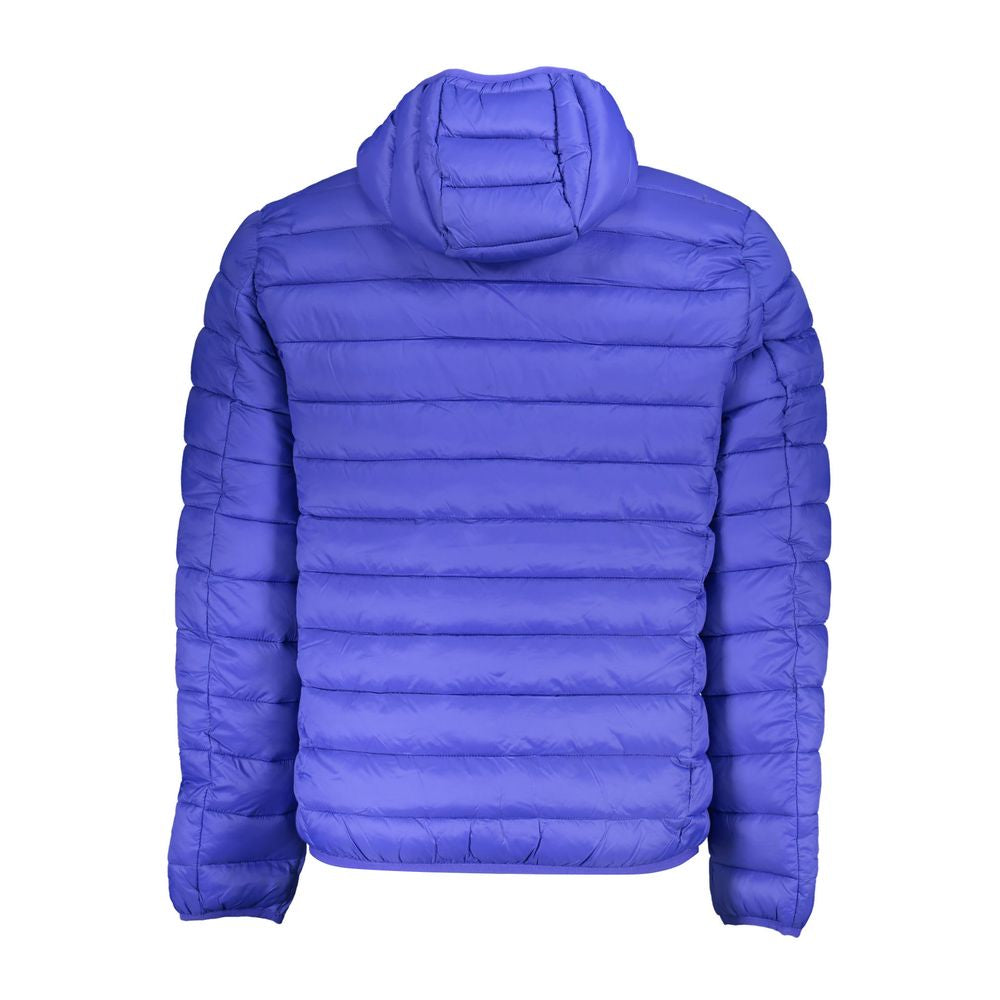 Norway 1963 men's blue poliammide jacket, lightweight outerwear with a stand collar and zipper front, casual style.