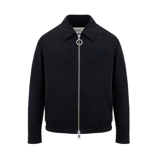 Ami Paris Black Polyester Jackets & Coat Ami Paris