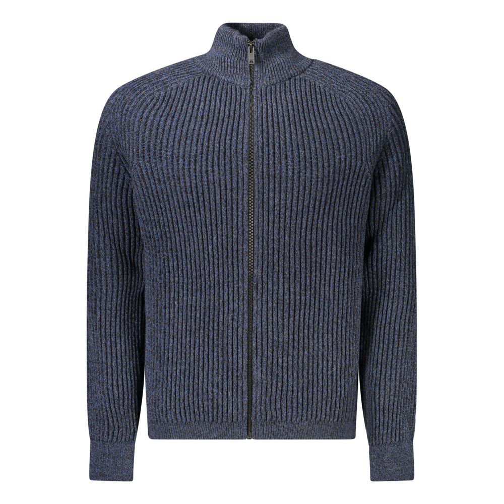 Hugo Boss Blue Wool Men Cardigan Hugo Boss