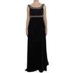 Dolce & Gabbana Brown Velvet Crystal Sheath Gown Dress