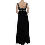 Dolce & Gabbana Brown Velvet Crystal Sheath Gown Dress