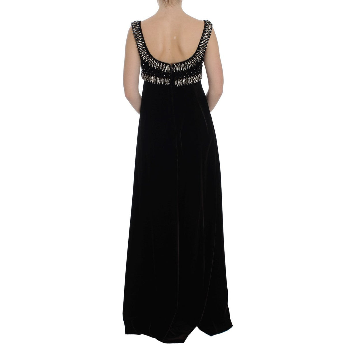 Dolce & Gabbana Brown Velvet Crystal Sheath Gown Dress