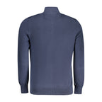 Timberland Blu Organic Cotton men's cardigan featuring a button-up front, ribbed cuffs, and a classic fit.