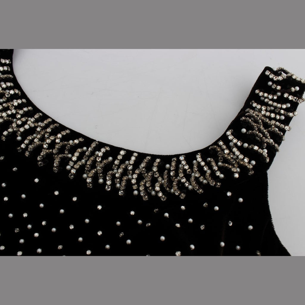Dolce & Gabbana Brown Velvet Crystal Sheath Gown Dress