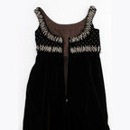 Dolce & Gabbana Brown Velvet Crystal Sheath Gown Dress