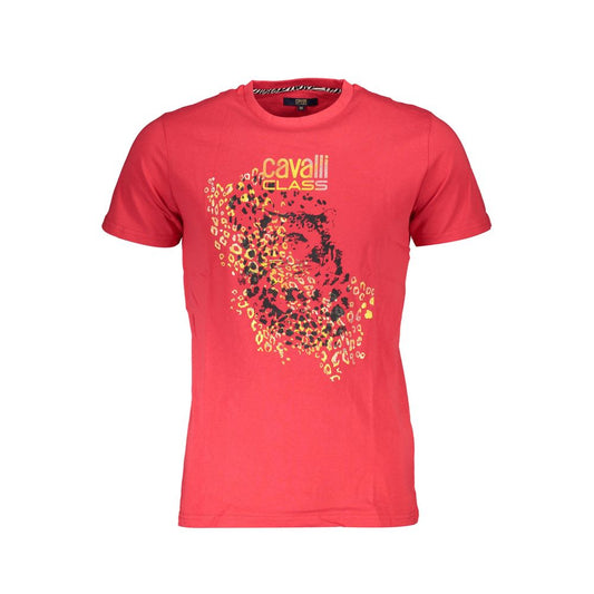 Cavalli Class Red Cotton Men T-Shirt Cavalli Class