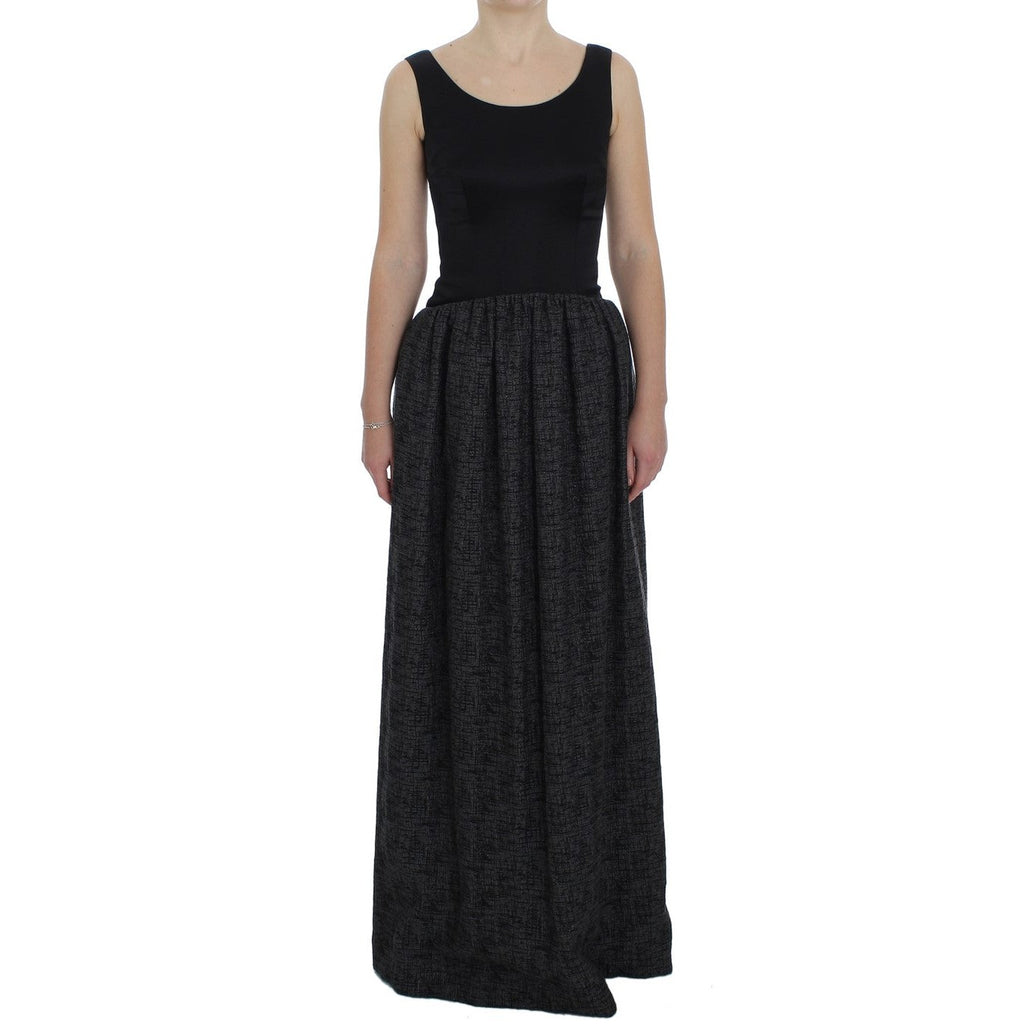 Dolce & Gabbana Black Gray Sheath Gown Full Length Dress