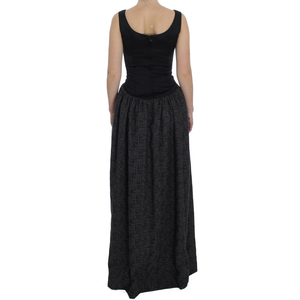 Dolce & Gabbana Black Gray Sheath Gown Full Length Dress