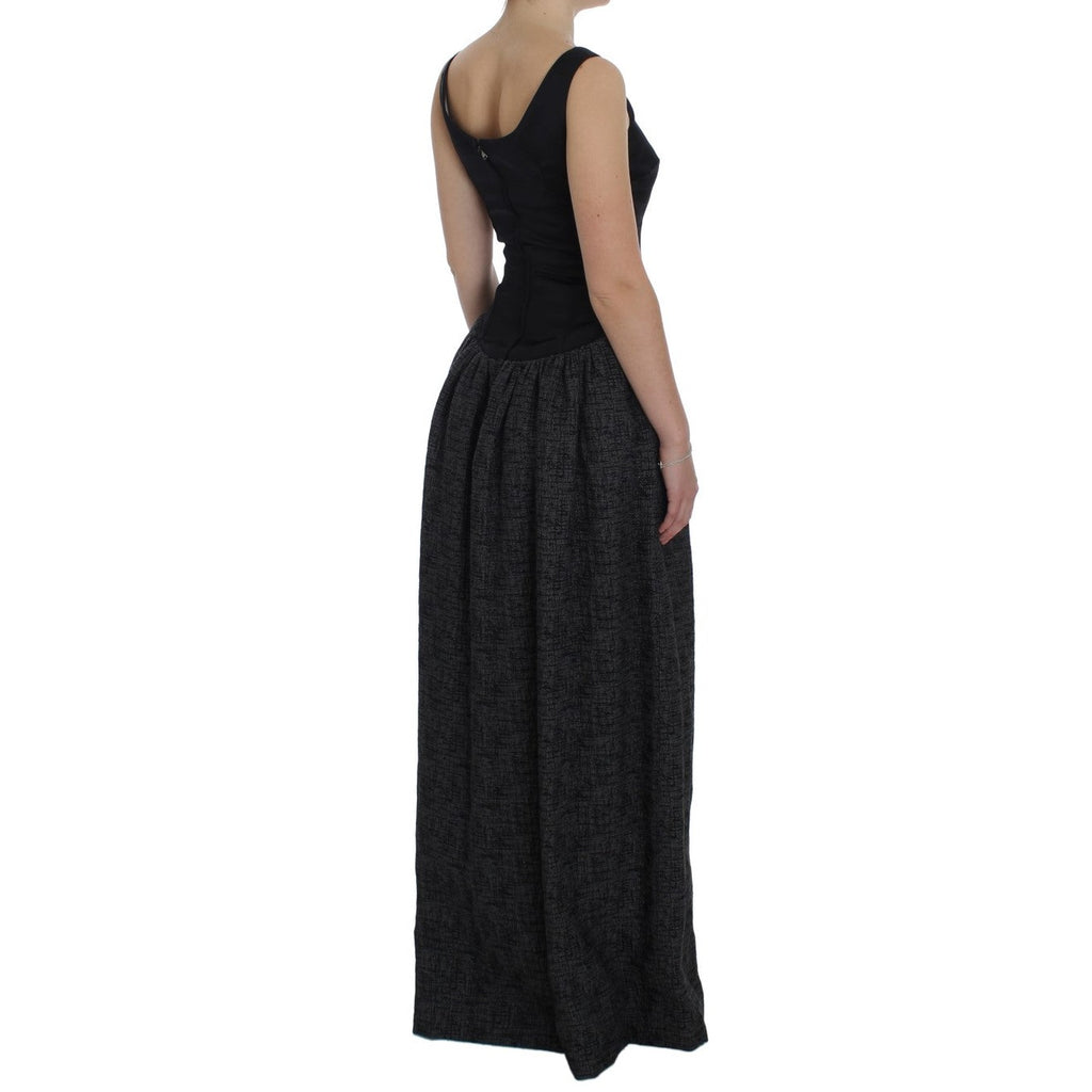Dolce & Gabbana Black Gray Sheath Gown Full Length Dress