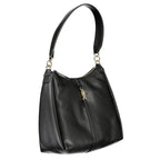 Black polyester Tommy Hilfiger women's shoulder bag with adjustable strap and subtle logo detail.
