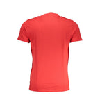 Red cotton men's T-shirt by Cavalli Class featuring a classic fit and crew neckline.