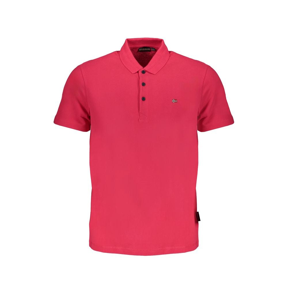 Napapijri Rosa cotton men's polo shirt, featuring a classic collar, short sleeves, and a relaxed fit, displayed on a plain background.