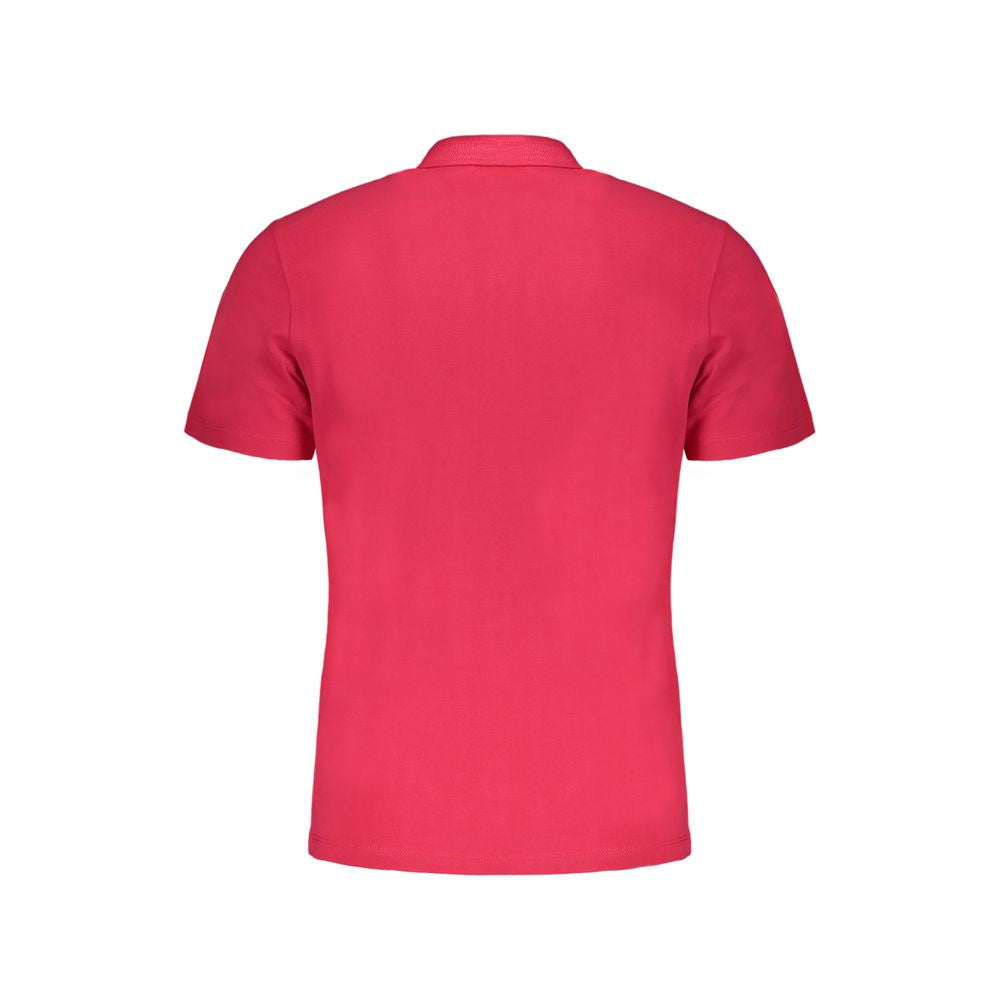 Napapijri Rosa cotton men's polo shirt with a classic collar and short sleeves, displayed on a hanger.