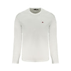 White cotton men's T-shirt by Napapijri, featuring a classic fit and simple design, displayed on a plain background.