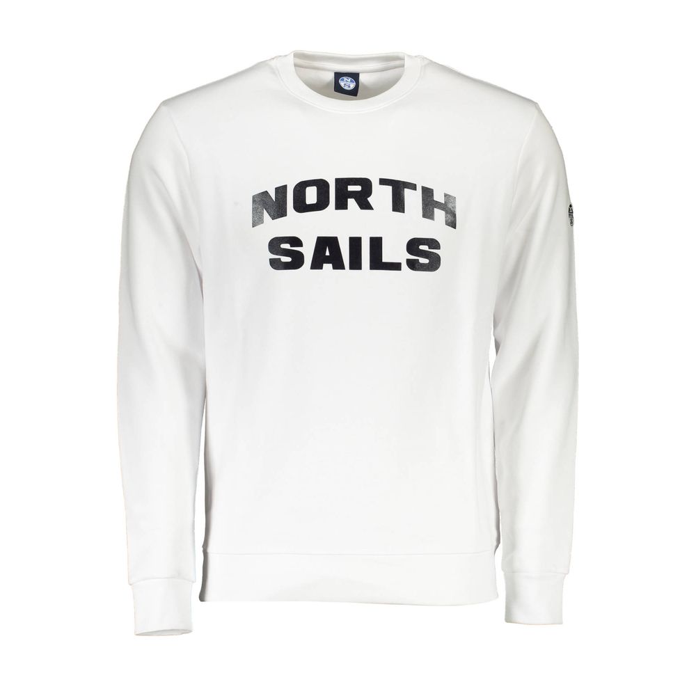 North Sails Bianco Cotton men's sweatshirt featuring a classic crewneck and soft white fabric.
