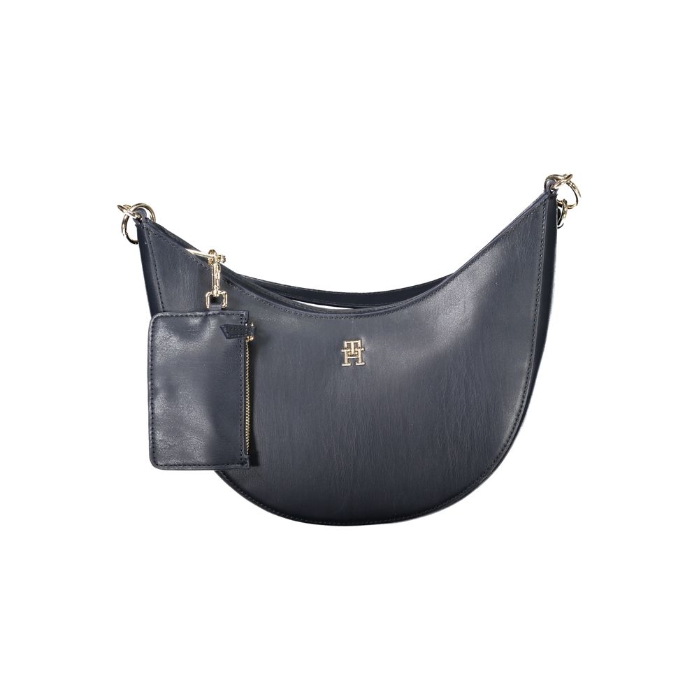 Tommy Hilfiger blue polyethylene women's handbag with two handles and a structured design.