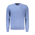 North Sails Blu Cotton Men's Sweater, lightweight knit with a crew neck and ribbed cuffs, in a vibrant blue color.