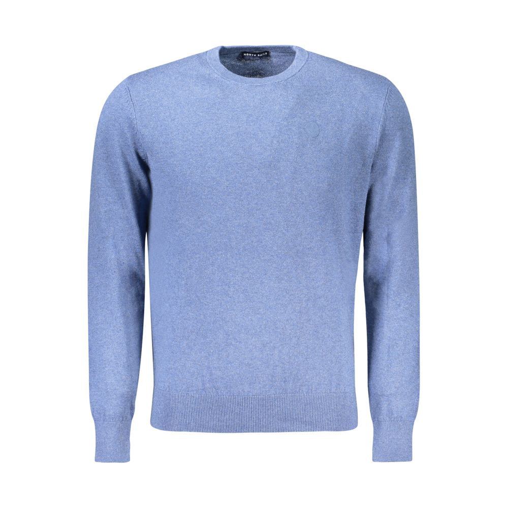 North Sails Blu Cotton Men's Sweater, lightweight knit with a crew neck and ribbed cuffs, in a vibrant blue color.