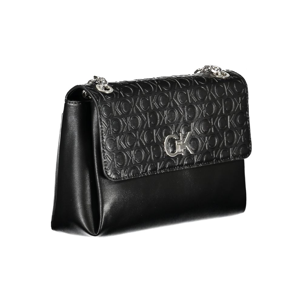 Calvin Klein Nero polyester women's handbag with sleek design and silver hardware, stylish accessory for daily use