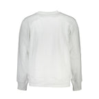 White cotton men's sweatshirt by Calvin Klein, featuring a classic crewneck design and minimalist style.