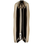 Beige Calvin Klein women's wallet made of polyester with multiple card slots and a sleek, minimalist design.